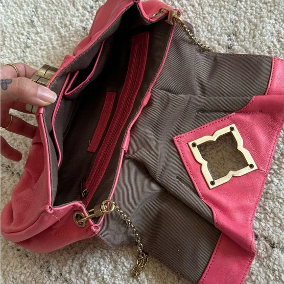 BCBG Maxazria Pink Leather Chain Shoulder Bag - Picture 8 of 10
